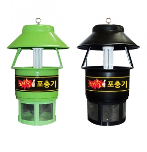 【 후지카 】포집 포충기 30평형 (야외용·실내외겸용) FU-1513 (녹색│블랙) 【 해충박멸, 스틸 강철판 】