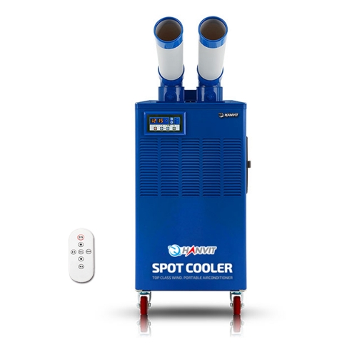 【 냉방/제습/송풍 】산업용 이동식에어컨 2구 실외기 없이 설치가능(16평형) HIA-K02(블루)